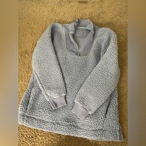 Aerie fuzzy light blue quarter neck